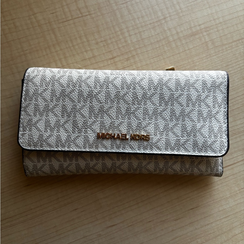 Michael Kors Monogrammed Cream Wallet